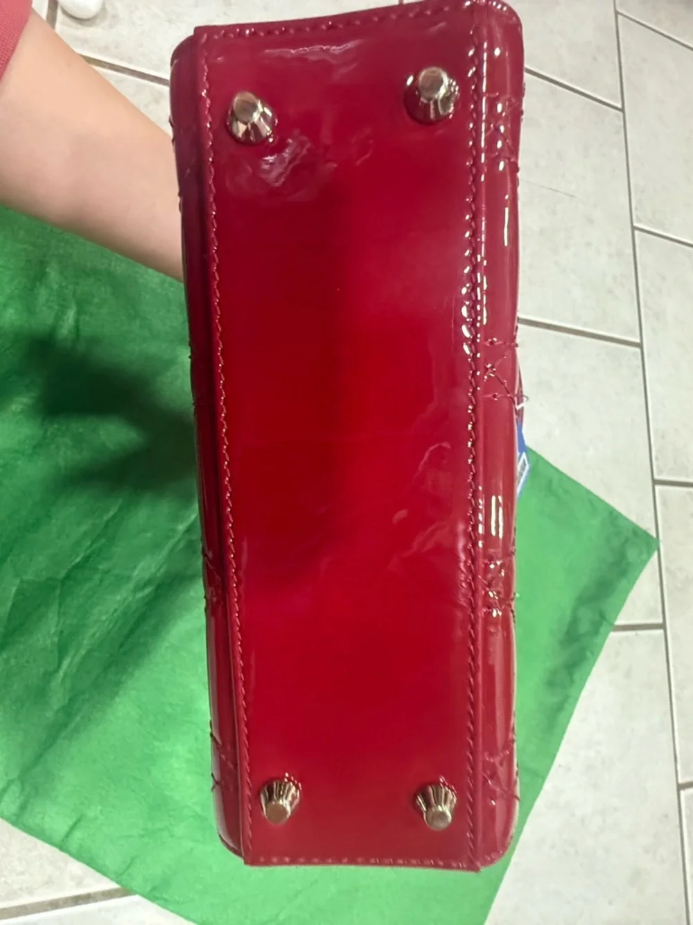 Dior Red Patent Mini Lady Dior Top-Handle Bag - Picture 9 of 13